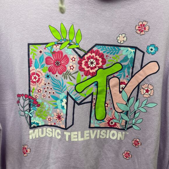 MTV Juniors Floral Graphic Hoodie Size XL - Picture 2 of 7